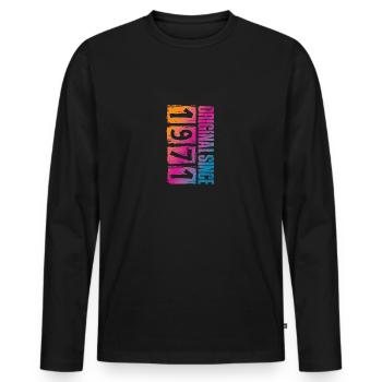 Millésime 1971 - T-shirt manches longues Premium bio Homme - noir - Devant - Nico (187cm)