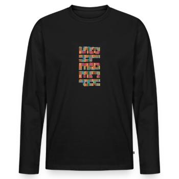 Mouton noir rétro - T-shirt manches longues Premium bio Homme - noir - Devant - Nico (187cm)