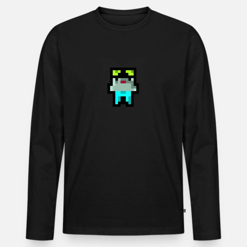 Pixel Küken - Männer Premium Bio Langarmshirt - Schwarz