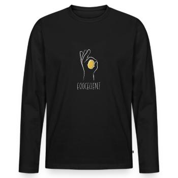 Easter Egg Pun Eggcellent Excellent Gesture - Men's Premium Organic Long Sleeve Shirt - black - Front - Nico (187cm)