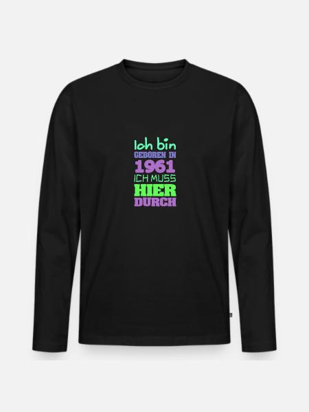 geboren 1961 - Männer Premium Bio Langarmshirt - Schwarz