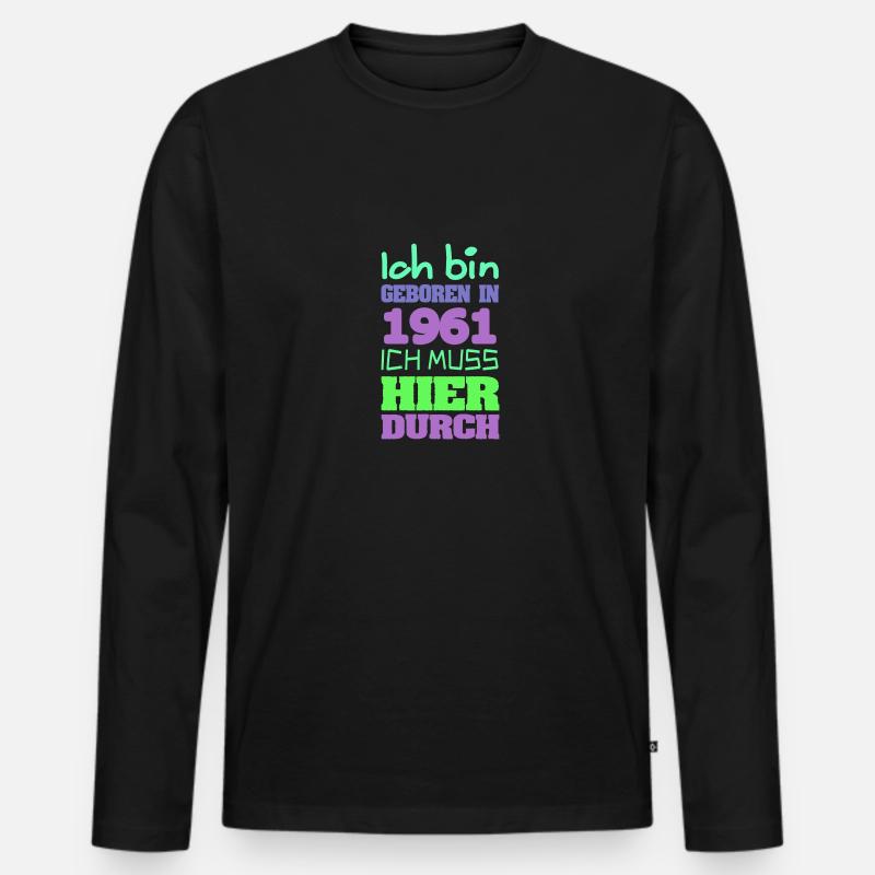geboren 1961 - Männer Premium Bio Langarmshirt - Schwarz