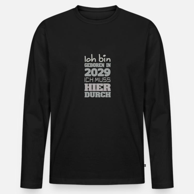 2029 - Männer Premium Bio Langarmshirt - Schwarz