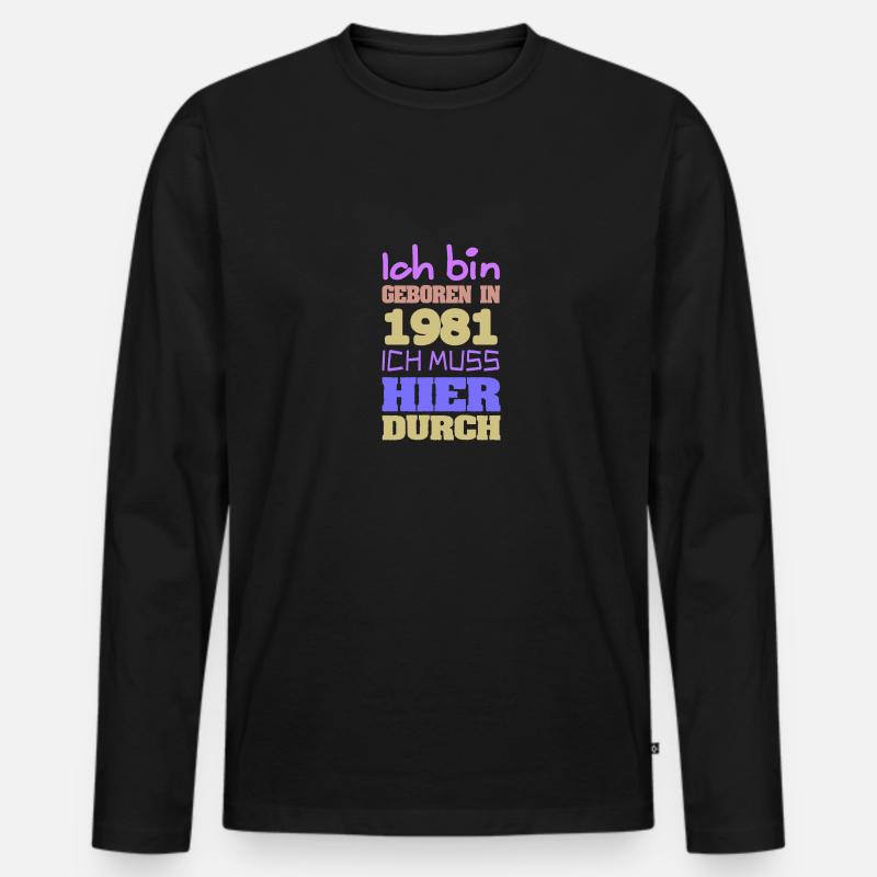 1981 - Männer Premium Bio Langarmshirt - Schwarz