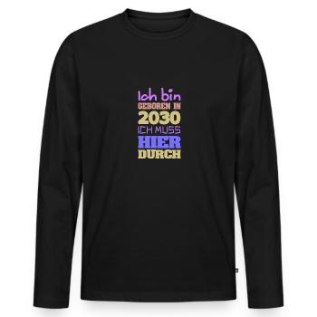 AM 2030 - Men's Premium Organic Long Sleeve Shirt - black - Front - Nico (187cm)