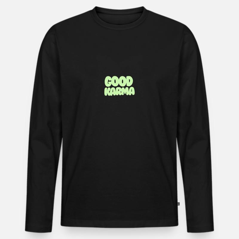 Good Karma light green - Männer Premium Bio Langarmshirt - Schwarz