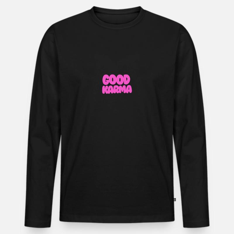 Good karma Pink - Männer Premium Bio Langarmshirt - Schwarz