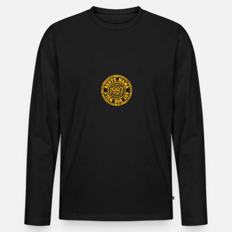1987 - Männer Premium Bio Langarmshirt - Schwarz