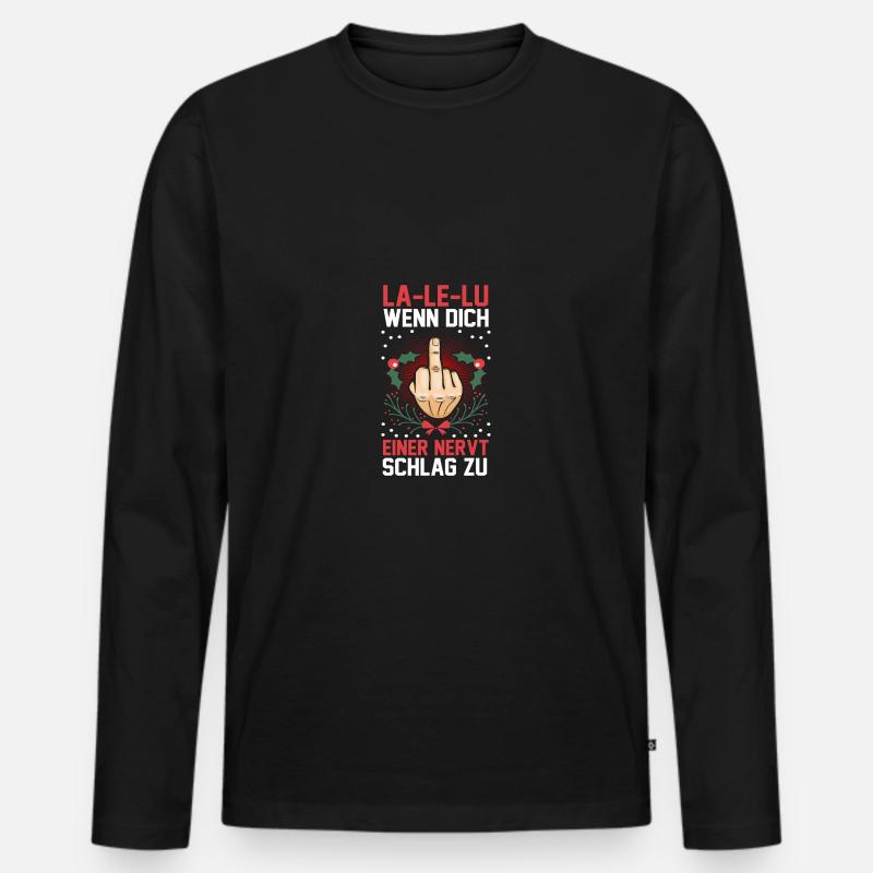 Weihnachtsmann Mittelfinger Weihnachten - Männer Premium Bio Langarmshirt - Schwarz