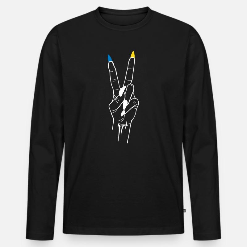 Frieden Ukraine Sieg - Männer Premium Bio Langarmshirt - Schwarz