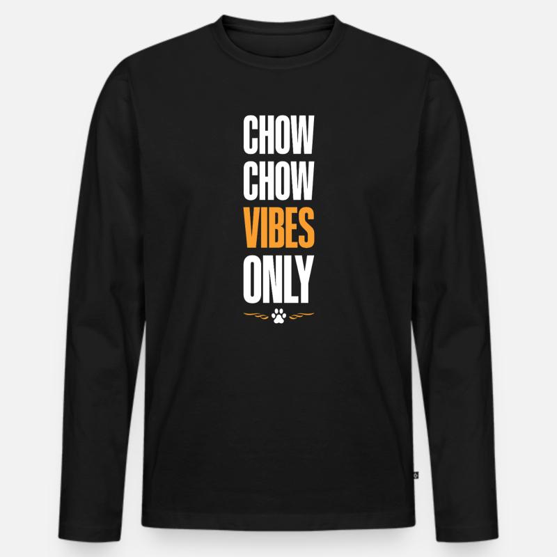 Chow Chow Vibes Only - Männer Premium Bio Langarmshirt - Schwarz