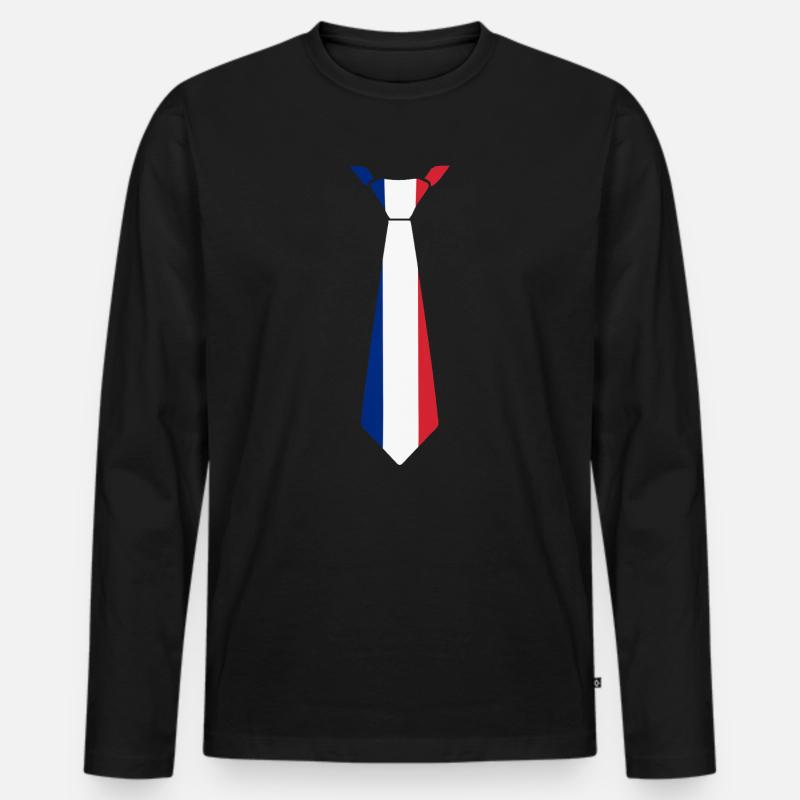 France Tie – Flaggendesign - Männer Premium Bio Langarmshirt - Schwarz