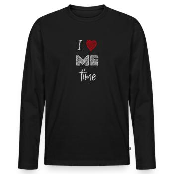 l love ME time - Men's Premium Organic Long Sleeve Shirt - black - Front - Nico (187cm)