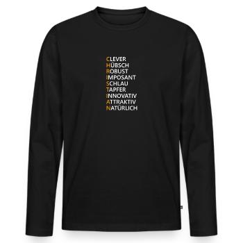 Christian Name Geschenk - Männer Premium Bio Langarmshirt - Schwarz - Vorne - Nico (187cm)