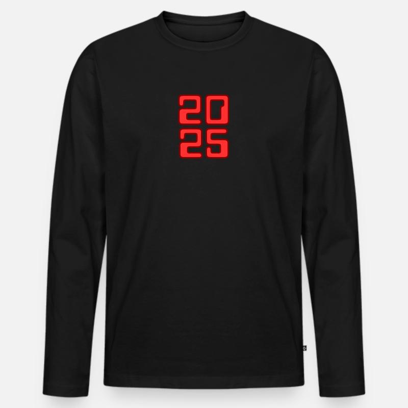 2025 - Männer Premium Bio Langarmshirt - Schwarz