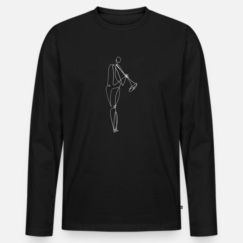Trompete - Männer Premium Bio Langarmshirt - Schwarz