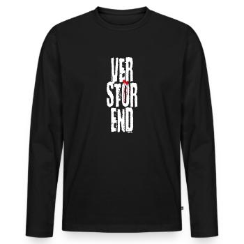 Verstörend - Männer Premium Bio Langarmshirt - Schwarz - Vorne - Nico (187cm)