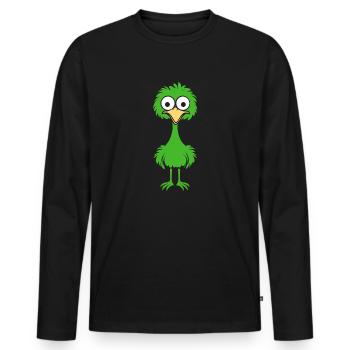 ostrich - Men's Premium Organic Long Sleeve Shirt - black - Front - Nico (187cm)