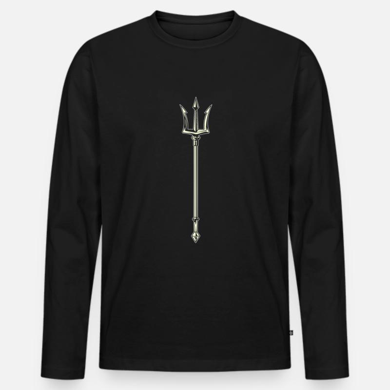 Dreizack Trident - Männer Premium Bio Langarmshirt - Schwarz
