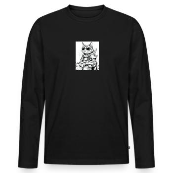 Image de chat guerrier du futur. - T-shirt manches longues Premium bio Homme - noir - Devant - Nico (187cm)