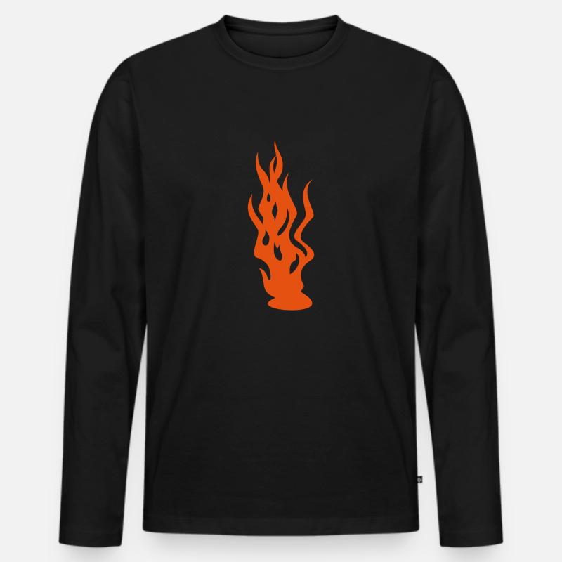 Flammen / flames (1c) - Männer Premium Bio Langarmshirt - Schwarz