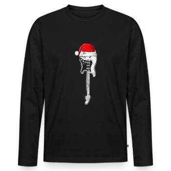 E-Gitarre Weihnachtsmannmütze Weihnachten Xmas - Männer Premium Bio Langarmshirt - Schwarz - Vorne - Nico (187cm)