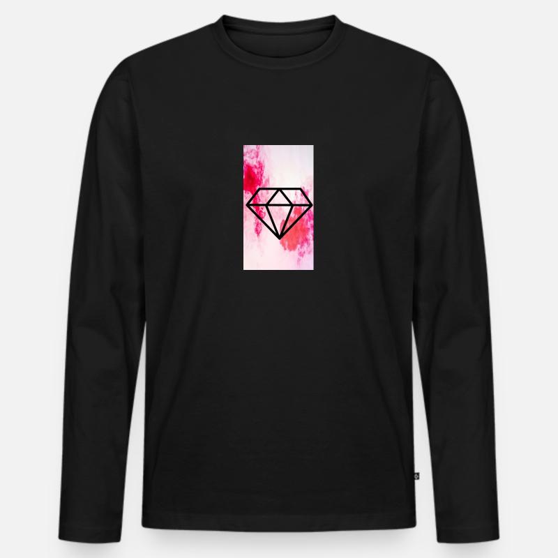 Rosé Diamant - Männer Premium Bio Langarmshirt - Schwarz