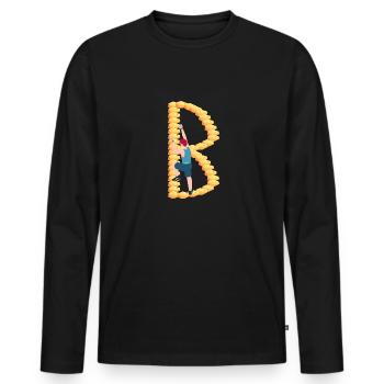 Climbing, Bouldering, Sport Climbing, Climbing Wall, Top - Men's Premium Organic Long Sleeve Shirt - black - Front - Nico (187cm)