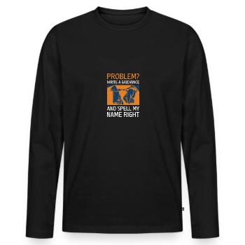 Prison Guard Prison Police Gift - Men's Premium Organic Long Sleeve Shirt - black - Front - Nico (187cm)