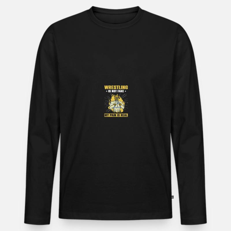 Wrestling Ringer - Männer Premium Bio Langarmshirt - Schwarz