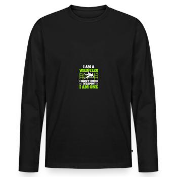 Lutteurs - T-shirt manches longues Premium bio Homme - noir - Devant - Nico (187cm)