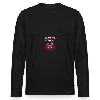 Geôlier - T-shirt manches longues Premium bio Homme - noir - Devant - Nico (187cm)
