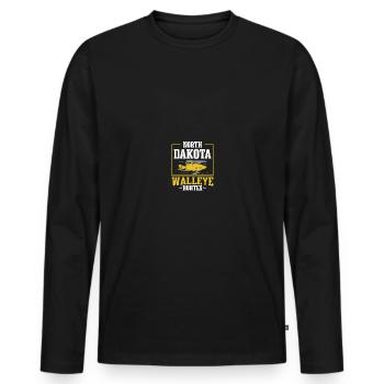 Chasseur de doré jaune Pêche au doré - T-shirt manches longues Premium bio Homme - noir - Devant - Nico (187cm)