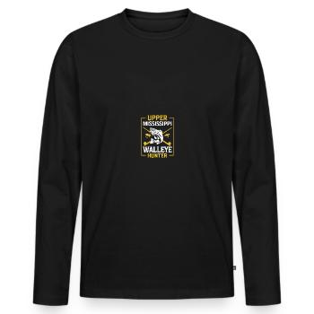Chasseur de doré jaune Pêche au doré - T-shirt manches longues Premium bio Homme - noir - Devant - Nico (187cm)