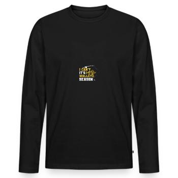 Chasseur de doré jaune Pêche au doré - T-shirt manches longues Premium bio Homme - noir - Devant - Nico (187cm)