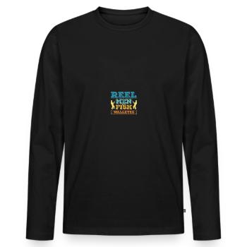 Chasseur de doré jaune Pêche au doré - T-shirt manches longues Premium bio Homme - noir - Devant - Nico (187cm)