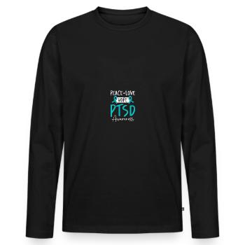 PTSD Awareness - Men's Premium Organic Long Sleeve Shirt - black - Front - Nico (187cm)