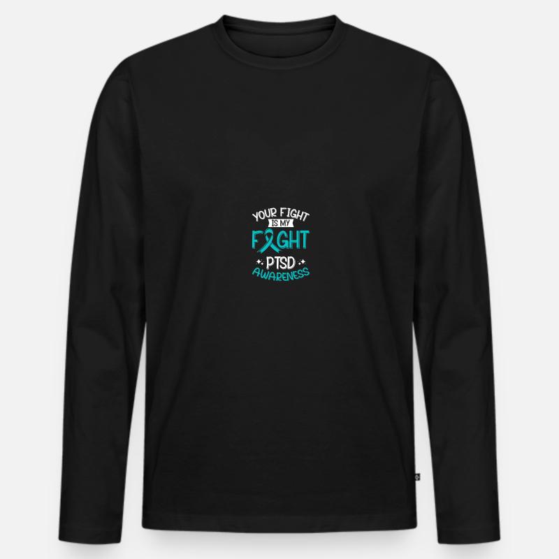 PTSD-Bewusstsein - Männer Premium Bio Langarmshirt - Schwarz