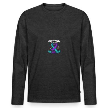 Sunflower Suicide Prevention Suicide Education - T-shirt manches longues Premium bio Homme - anthracite chiné - Devant - Nico (187cm)