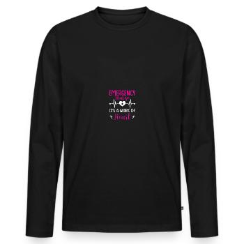 Infirmière d’urgence Infirmière d’urgence - T-shirt manches longues Premium bio Homme - noir - Devant - Nico (187cm)