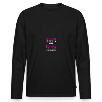 Infirmière d’urgence Infirmière d’urgence - T-shirt manches longues Premium bio Homme - noir - Devant - Nico (187cm)