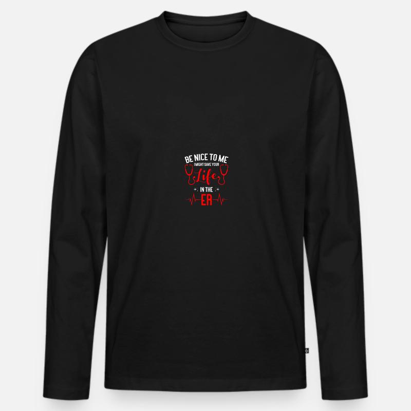 ER Krankenschwester Notfall Krankenschwester - Männer Premium Bio Langarmshirt - Schwarz