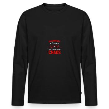 Infirmière d’urgence Infirmière d’urgence - T-shirt manches longues Premium bio Homme - noir - Devant - Nico (187cm)