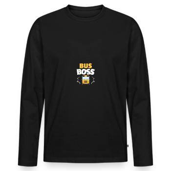 Schulbus-Monitor - Männer Premium Bio Langarmshirt - Schwarz - Vorne - Nico (187cm)