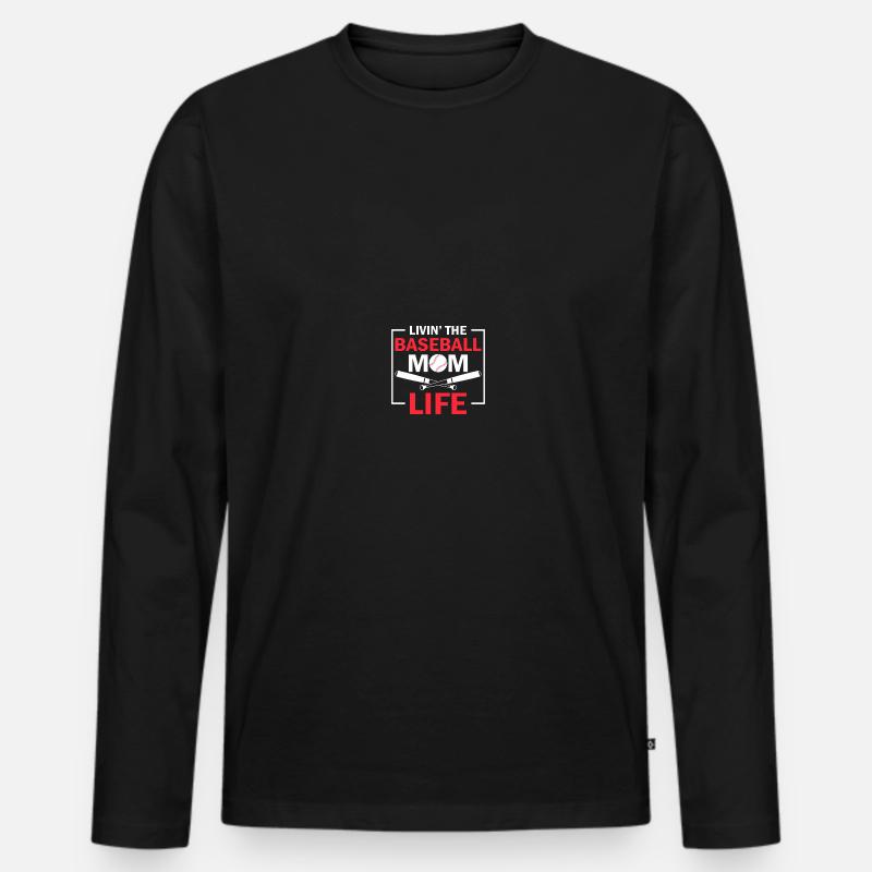 Baseball Mama - Männer Premium Bio Langarmshirt - Schwarz