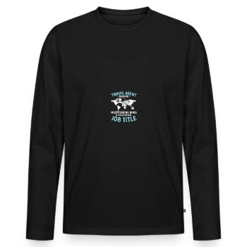 Planificateur de vacances Agence de voyages Agence de voyages - T-shirt manches longues Premium bio Homme - noir - Devant - Nico (187cm)