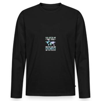 Planificateur de vacances Agence de voyages Agence de voyages - T-shirt manches longues Premium bio Homme - noir - Devant - Nico (187cm)
