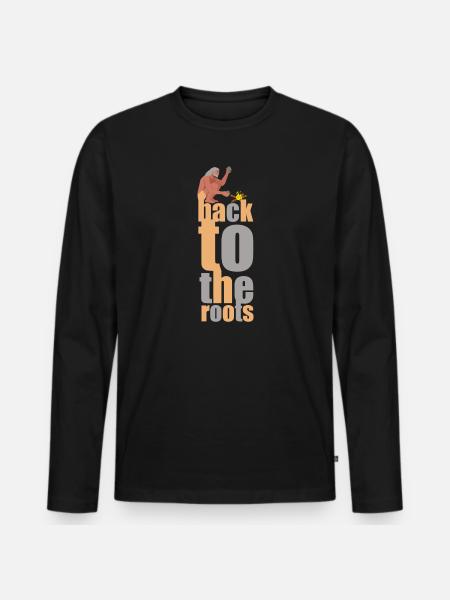 back to the roots - Männer Premium Bio Langarmshirt - Schwarz