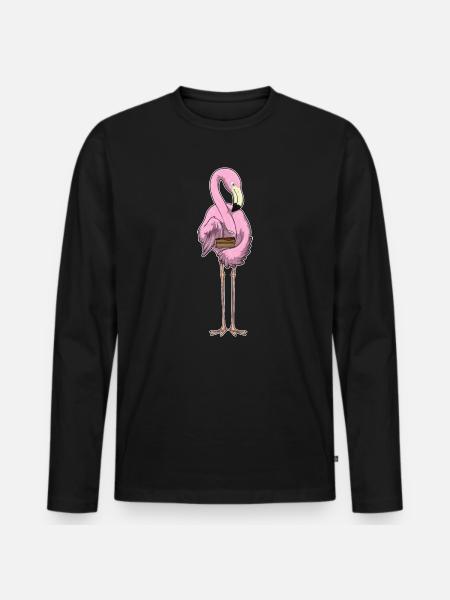 Flamingo Cake - Men's Premium Organic Long Sleeve Shirt - black