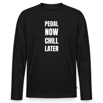 First of all, cycling is done - Men's Premium Organic Long Sleeve Shirt - black - Front - Nico (187cm)